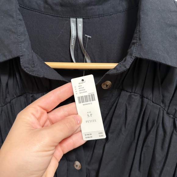 Anthropologie sleeveless ruffle tiered collared black mini shirt dress small NWT - Picture 10 of 12